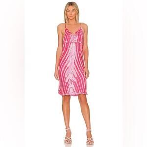 YOUNG, FABULOUS & BROKE Sweetie Mini Slip Dress in Poppy Web Pink Small